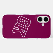 カレッジ ワイン バーシティ モノグラムイニシャル Case-Mate iPhoneケース (裏面 (横))