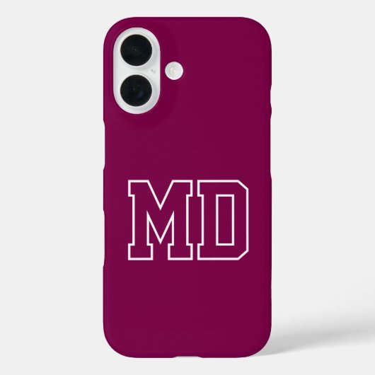カレッジ ワイン バーシティ モノグラムイニシャル Case-Mate iPhoneケース (裏面)