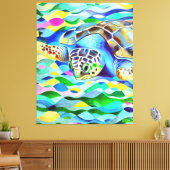 カレッタカレッタカメかわいいカラフルと芸術 キャンバスプリント (インサイチュ (リビング))