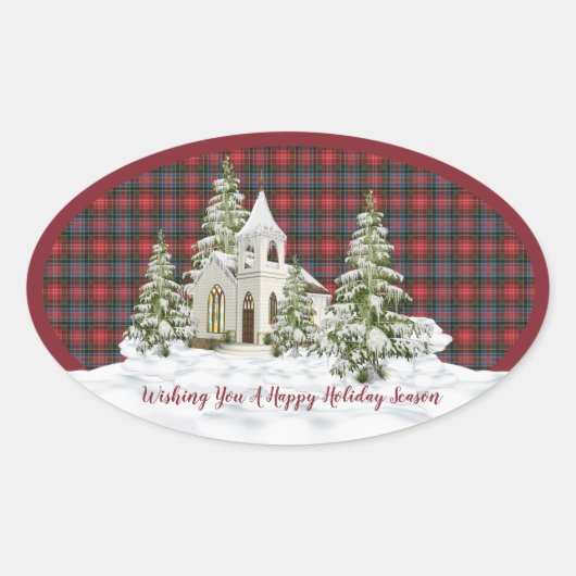 カレドニアモダンオリジナルスコットランドタータンチェック 楕円形シール (正面)