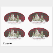 カレドニアモダンオリジナルスコットランドタータンチェック 楕円形シール (シート)