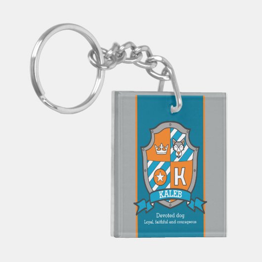 カレブの名前は男の子の紋章の熊のカスタム意味 キーホルダー (正面左)
