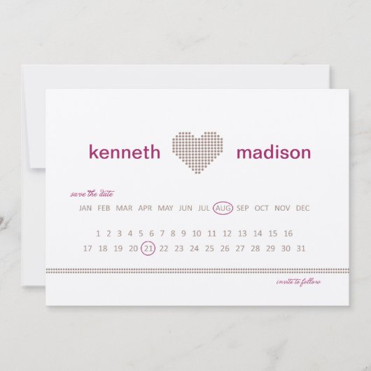 カレモダンンダー可動マーカー日付カードの保存 セーブザデート (正面)