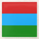 カレリア国旗 ガラスコースター<br><div class="desc">カレリア共和国の愛国国旗。</div>