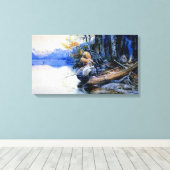 カレル・M・ラッセルの湖畔のキャンプ場 キャンバスプリント (インサイチュ (ウッドフロア))