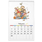 カレンおもしろいダ子供へパーソナライズされたー青 カレンダー (2月 2027)