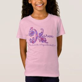 カレンという女の子の名前。Kのモノグラムとハート Tシャツ