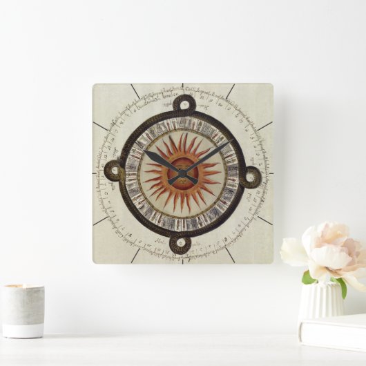 カレンアステカダー |古代メキシコの年表 スクエア壁時計 (ホーム)