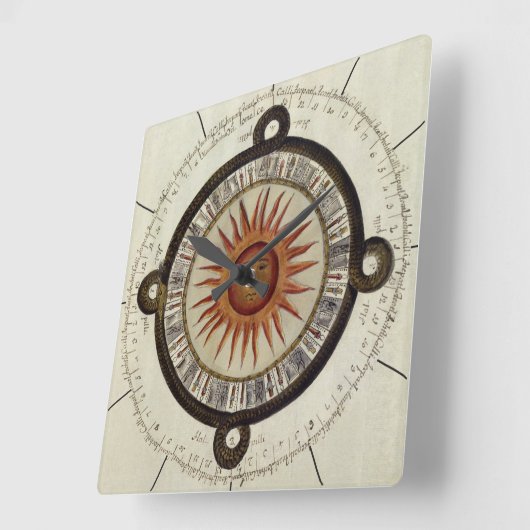 カレンアステカダー |古代メキシコの年表 スクエア壁時計 (傾斜)