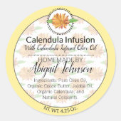 カレンジュラワイルドフラワー手作りアーティザンギフトラベル ラウンドシール (正面)