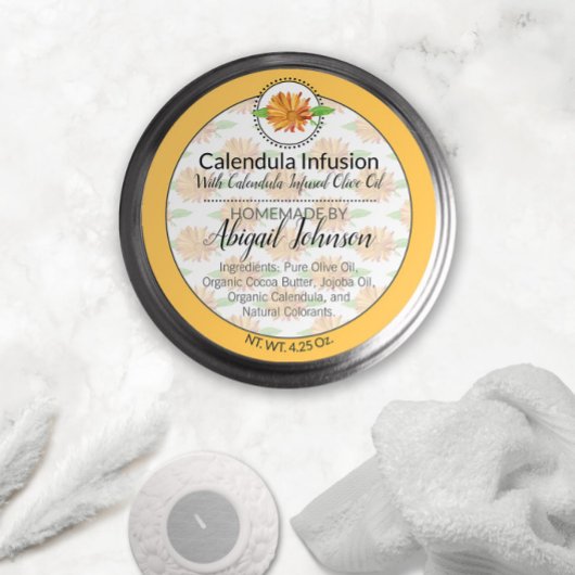 カレンジュラワイルドフラワー手作りアーティザンギフトラベル ラウンドシール