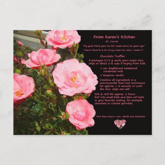 カレンズチョコレートトリュフレシピ葉書 ポストカード (正面)