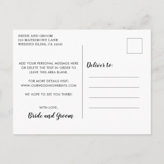 カレンダモダンー赤いハート結婚式の日付の保存 案内ポストカード (裏面)