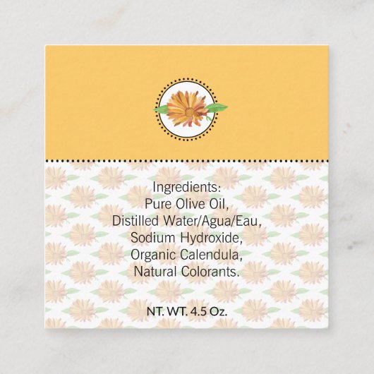 カレンダラワイルドフラワーホームメイドバス&体ギフトラベル スクエア名刺 (裏面)