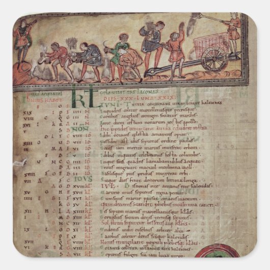 カレンダーから干し草を作って耕す スクエアシール (正面)