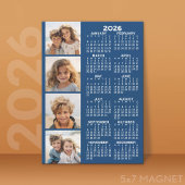 カレンダーと4フォトコラージュ磁気カード – 青