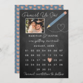 カレンダーに鉛筆を入れモダンる セーブザデート (正面/裏面)