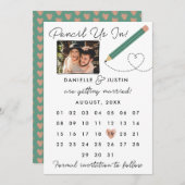 カレンダーに鉛筆を入れモダンる セーブザデート (正面/裏面)