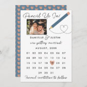 カレンダーに鉛筆を入れモダンる セーブザデート (正面/裏面)