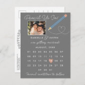 カレンダーにPencil Us In モダン"日付を保存 案内ポストカード (正面/裏面)