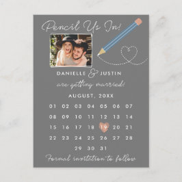 カレンダーにPencil Us In モダン"日付を保存 案内ポストカード