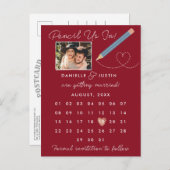 カレンダーにPencil Us In モダン"日付を保存 案内ポストカード (正面/裏面)