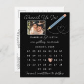 カレンダーにPencil Us In モダン"日付を保存 案内ポストカード (正面/裏面)