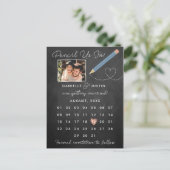 カレンダーにPencil Us In モダン"日付を保存 案内ポストカード (スタンド正面)