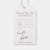 カレンダーのカップルモダンの写真にミニマル鉛筆 ギフトタグ (正面)