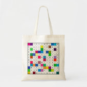 カレンダーのクロスワードパズルが付いている予算のトート トートバッグ (正面)