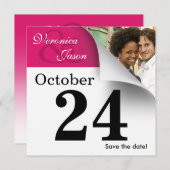 カレンダーのページの保存日付の写真 セーブザデート (正面/裏面)