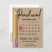 カレンダーのボール紙の保存の私達を日付書いて下さい 案内ポストカード (正面/裏面)