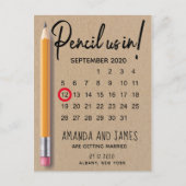 カレンダーのボール紙の保存の私達を日付書いて下さい 案内ポストカード (正面)