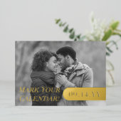 カレンダーのマークB&Wフォトウェディング日付の保存 箔招待状 (立ち正面)