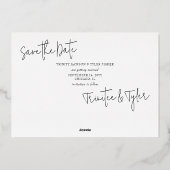 カレンダーのマークB&Wフォトウェディング日付の保存 箔招待状 (裏面)