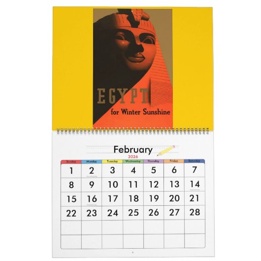 カレンダーのヴィンテージ旅行ポスター2 カレンダー (2月 2026)