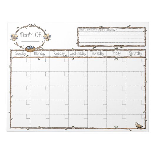 カレンダーの空白の入力 ノートパッド (正面)