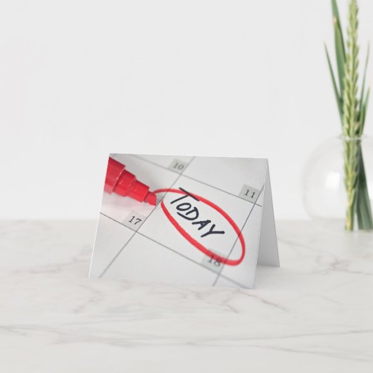 カレンダーの赤いペンと円 カード (正面)
