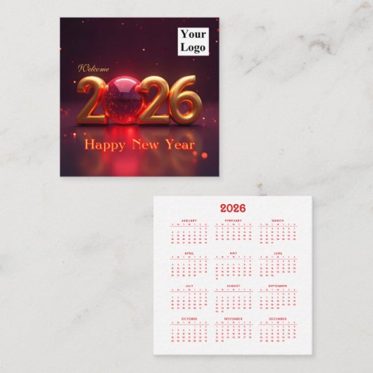 カレンダーへようこそ2026新年おめでとう スクエア名刺 (正面/裏面)