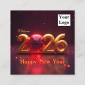 カレンダーへようこそ2026新年おめでとう スクエア名刺 (正面)