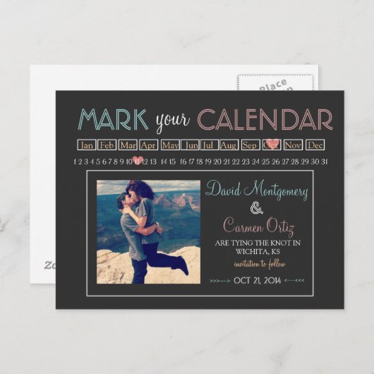 「カレンダーをマーク」日付を保存 案内ポストカード (正面/裏面)