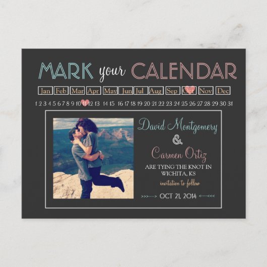 「カレンダーをマーク」日付を保存 案内ポストカード (正面)