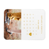 カレンダーエレガント金ゴールド写真ウェディング日付の保存 マグネット (横)