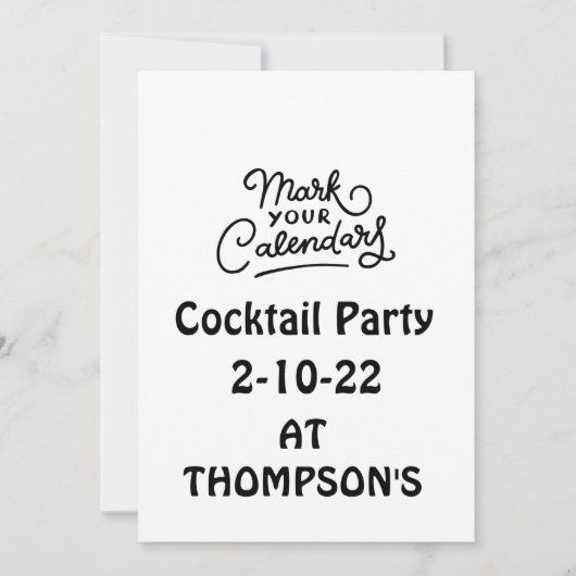 カレンダーカクテルのマークパーティの招待状 招待状 (正面)