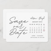 カレンダースクリプ素朴ト手書き日付の保存 招待状 (正面/裏面)