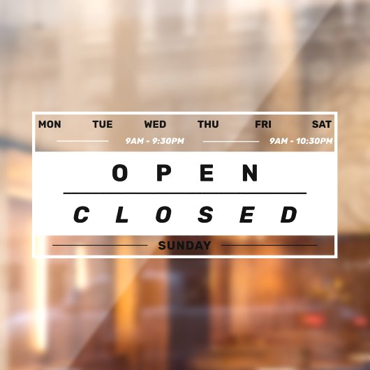 カレンダースタイルのビジネス営業時間ホワイト ウィンドウサイン (シート2)