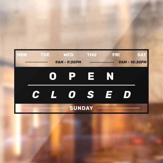 カレンダースタイルの店舗営業時間 ブラック ウィンドウサイン (シート2)