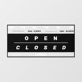カレンダースタイルの店舗営業時間 ブラック ウィンドウサイン (シート)