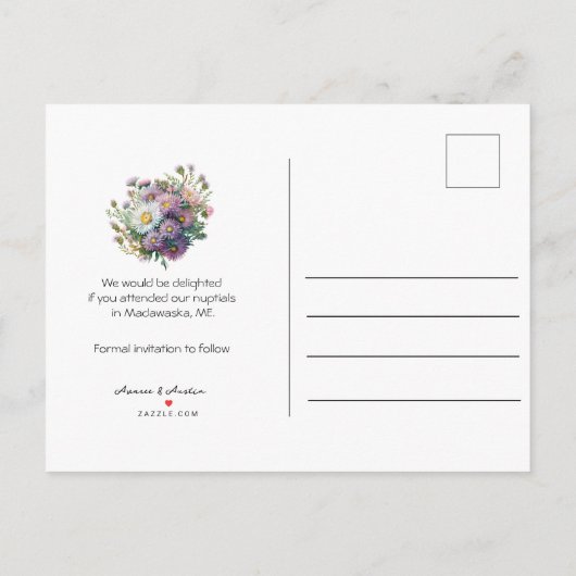 カレンダースタイルウェディング日付を保存9月 案内ポストカード (裏面)