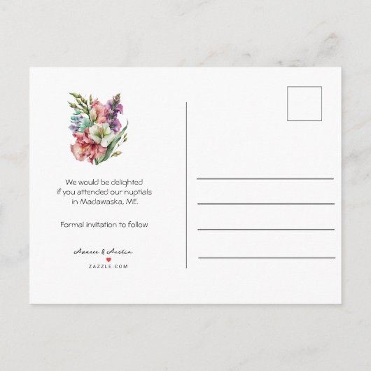 カレンダースタイル結婚式の日付の保存威厳がある 案内ポストカード (裏面)